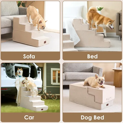 Miniatura 7 de EHEYCIGA Escaleras para perros pequeños de 13.5 pulgadas de alto, escalones para perros de 3 escalones para sofá y silla, escalones para mascotas
