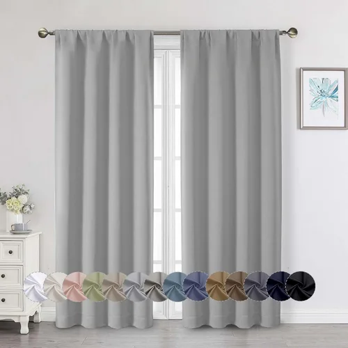 Miniatura 122 de Cortinas opacas para dormitorio, sala de estar, juego de 2 paneles de 54 pulgadas de largo, cortinas de oscurecimiento de habitación con aislamiento