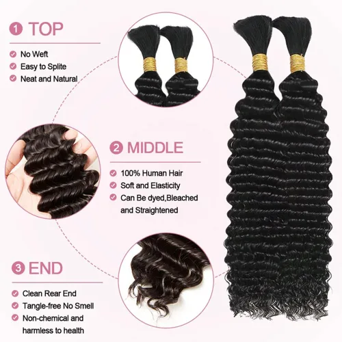 Miniatura 3 de Freiuoke Cabello humano rubio 613 trenzado, 12, 12, 12 pulgadas, 5.29 oz, 3 paquetes de cabello virgen brasileño rubio ondulado profundo a granel