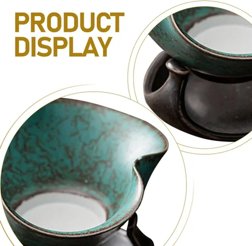 Miniatura 4 de CALLARON Infusor de té de cerámica, filtro de té de porcelana de hojas sueltas, filtro de té Kungfu con soporte, filtro de café, infusor de té