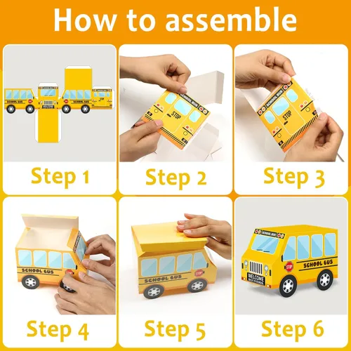 Miniatura 4 de ZOIIWA 12 cajas de regalo de autobús escolar, decoración de autobús, cajas de regalo de regreso a clases, caja de regalo de primer día de autobús