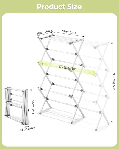 Miniatura 2 de APEXCHASER Tendedero para Ropa – Estante de Secado de Ropa de Metal de 3 Niveles Plegable, Estante de Secado de Ropa Expandible, Pequeño Aireador