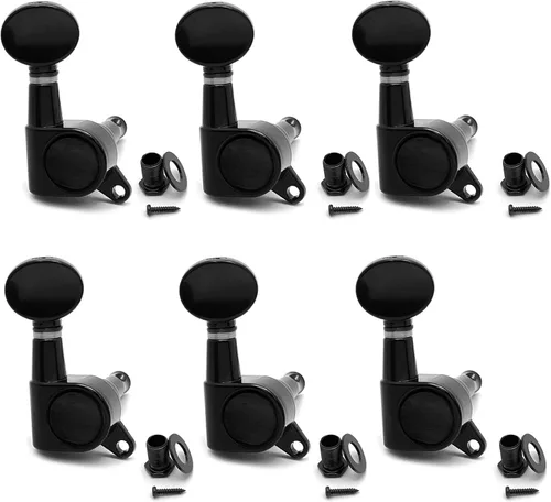 Miniatura 9 de SAPHUE 6 clavijas de afinación de guitarra 3R3L, botón cóncavo ovalado pequeño, engranaje sellado, clavijas de afinación, cabezales de máquina