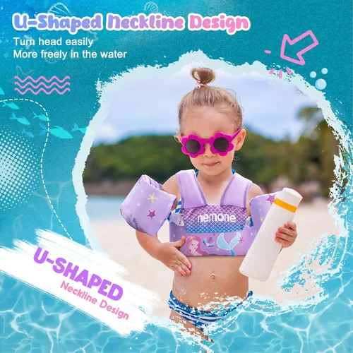 Miniatura 7 de Nemone Chaleco de natación para niños pequeños de 22 a 70 libras, flotadores para niños, chaqueta de natación con alas de agua para el brazo para A