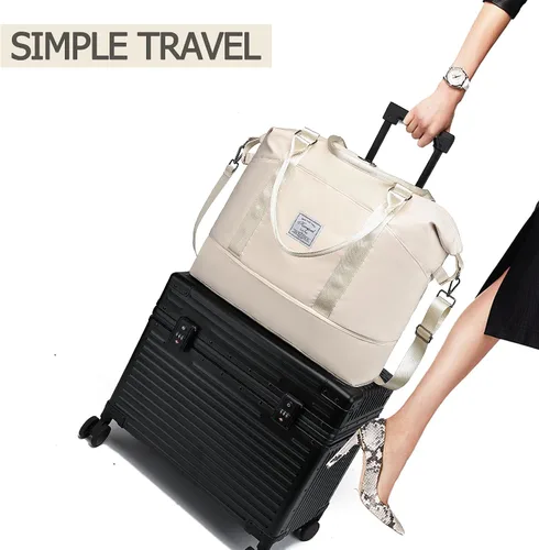 Miniatura 80 de Bolsa de gimnasio con bolsillo húmedo, bolsa de viaje plegable para mujer, bolsa de viaje impermeable para viajes, gimnasio, yoga