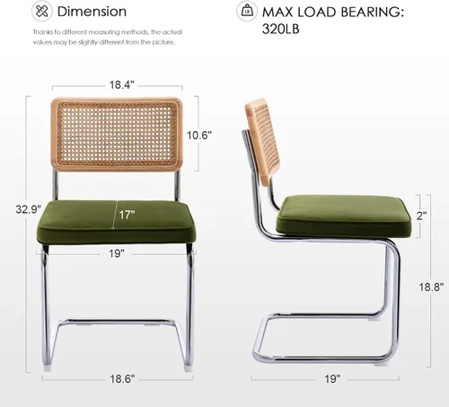 Miniatura 2 de Zesthouse Juego de 4 sillas de comedor modernas de mediados de siglo, sillas de comedor de ratán natural con respaldo de madera maciza y base
