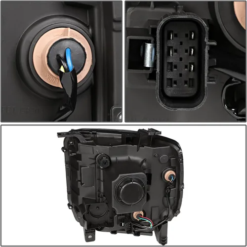 Miniatura 4 de DNA Motoring HL-OH-GMCS14-BK-AM Conjunto de faros delanteros con proyector lateral ámbar, carcasa negra [Para GMC Sierra 14-17]
