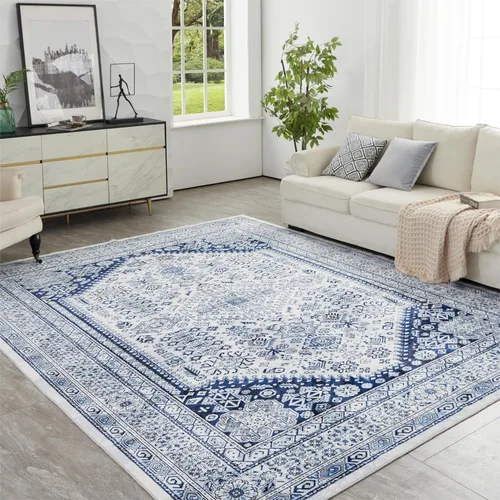 Miniatura 52 de Syalife 4x6 Alfombra Lavable para Área, Ultra Suave Antideslizante, Pila Baja, Alfombra Vintage Resistente a Manchas para Sala de Estar, Alfombra