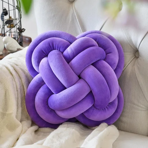 Miniatura 10 de Xuyier Bola de almohada de nudo, almohadas decorativas con tela de terciopelo para sofá cama, decoración de 12 pulgadas, cojines cuadrados anudados