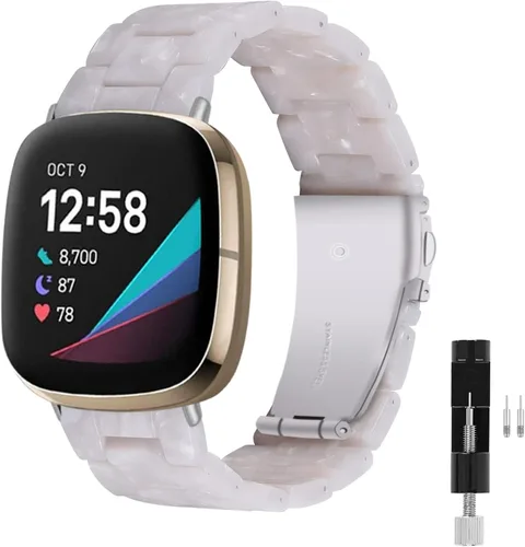 Miniatura 16 de Correa de reloj de resina compatible con Fitbit Versa 4/Sense 2/Versa 3/Sense 1, pulsera brazalete de moda ligera y ajustable de repuesto