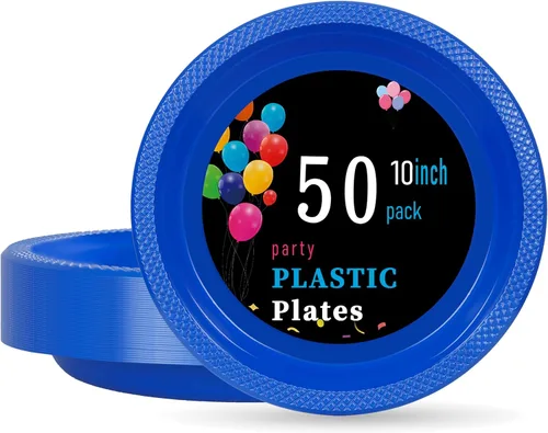 Miniatura 10 de WELLIFE Platos de plástico rojos de 7 pulgadas, 50 platos desechables para fiesta, día de la madre, plato pequeño de postre para cena, pasteles
