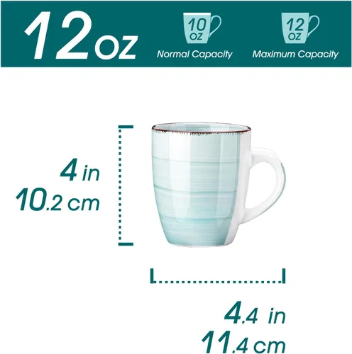 Miniatura 2 de Vancasso Bonita Juego de 6 Tazas de Café de 12 Oz, Tazas de Cerámica para Cappuccino, Café con Leche, Té, Cacao, Colores Frescos