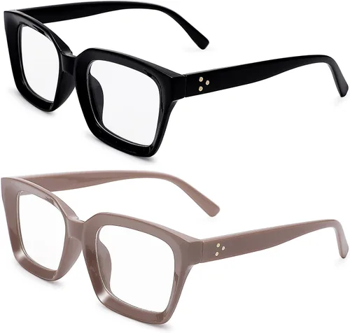 Miniatura 13 de COASION Lentes de bloqueo de luz azul, lentes clásicos gruesos con montura cuadrada para mujeres y hombres