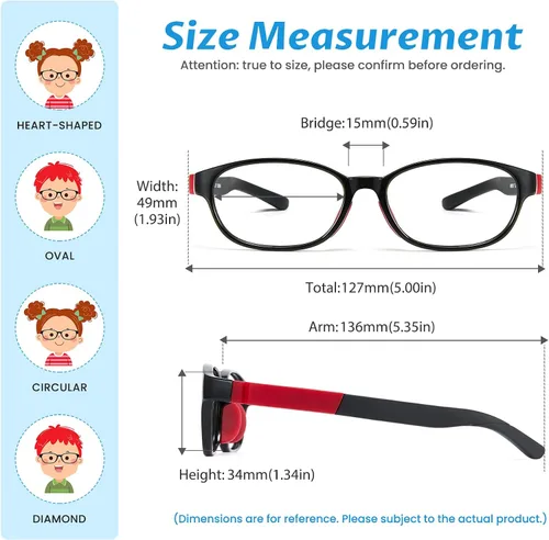 Miniatura 5 de Cyxus Gafas de bloqueo de luz azul para niños, juego de computadora, bisagras de resorte, anteojos para niños y niñas de 6 a 15 años