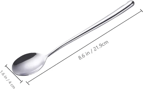 Miniatura 2 de Cuchara de sopa coreana de mango largo, paquete de 5, cucharas de bar largas, plata, juego de 5