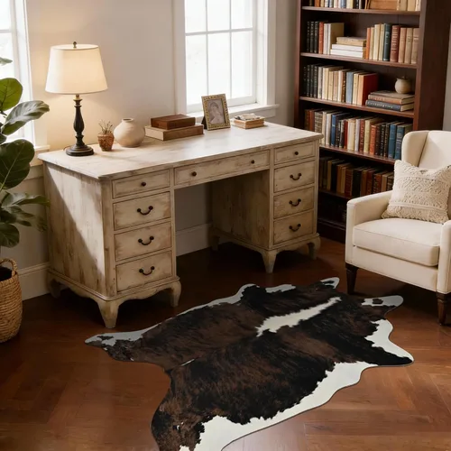 Miniatura 36 de BENRON Alfombra de piel de vaca de alta calidad, alfombras de piel de vaca sintética para sala de estar, dormitorio, decoración occidental