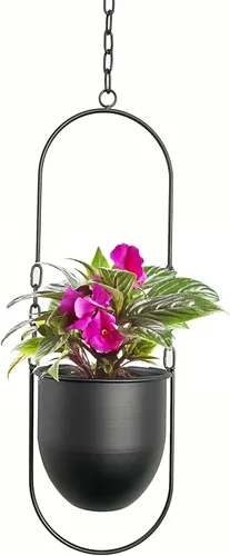 Miniatura 14 de Colgador de Plantas de Metal, Macetas Colgantes para Interiores, Macetas Colgantes para Flores (Negro)