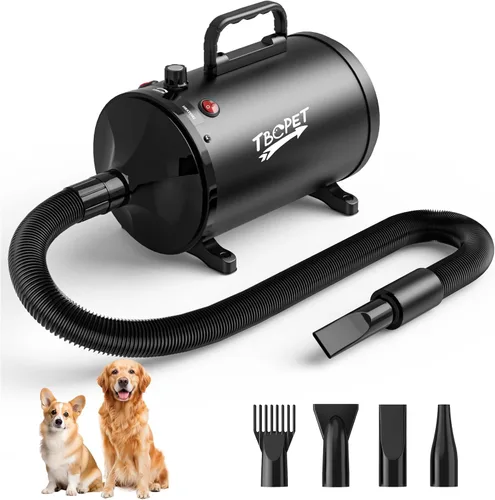 Secador de pelo para perros de alta velocidad 5.2HP/3800W, temperatura ajustable continua, secadora de pelo para perros, secador de pelo para
