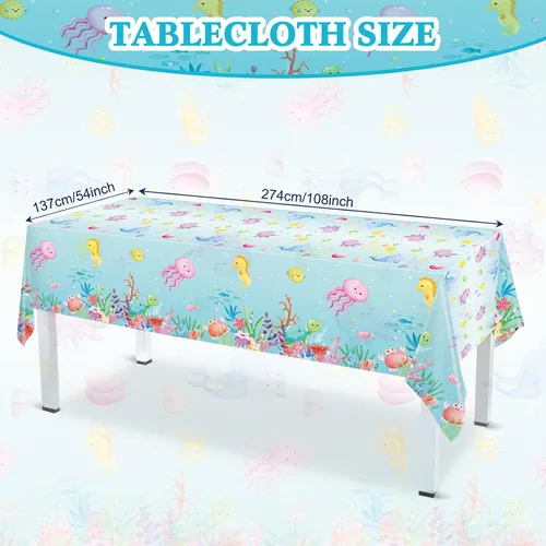 Miniatura 3 de Capoda 172 piezas temáticas oceánicas decoraciones de fiesta de cumpleaños subacuáticas suministros de fiesta para 24 incluye platos, servilletas