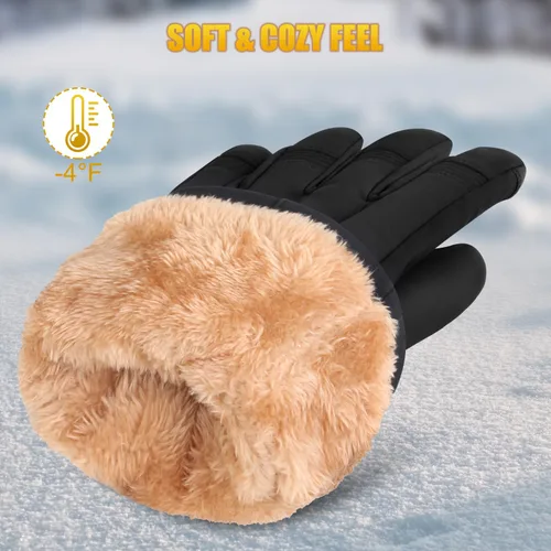 Miniatura 6 de ihuan Guantes de esquí impermeables, guantes de nieve de invierno, clima frío para mujeres y hombres, pantalla táctil térmica cálida, motocicleta