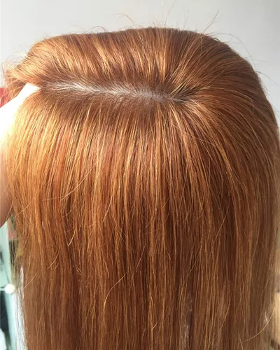 Miniatura 2 de 5.5 x 6.3 in Base de seda grande de cabello humano para la frente para mujeres con clips de calvicie femenina, 5.9 in marrón oscuro