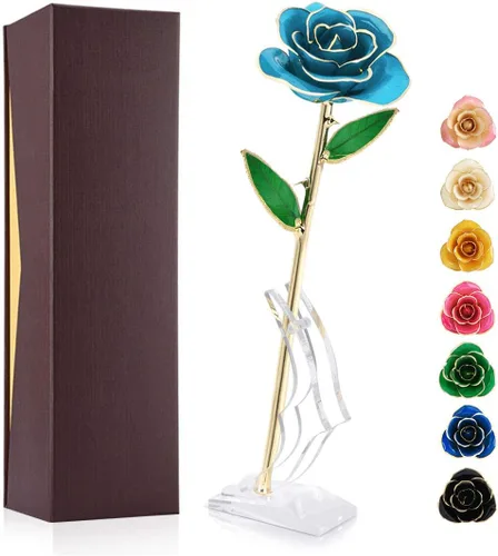 Miniatura 27 de Ejoyous Regalo de rosa para el día de la madre para mamá, rosa sumergida en oro de 24 quilates chapada en oro real preservada para siempre con Rosa