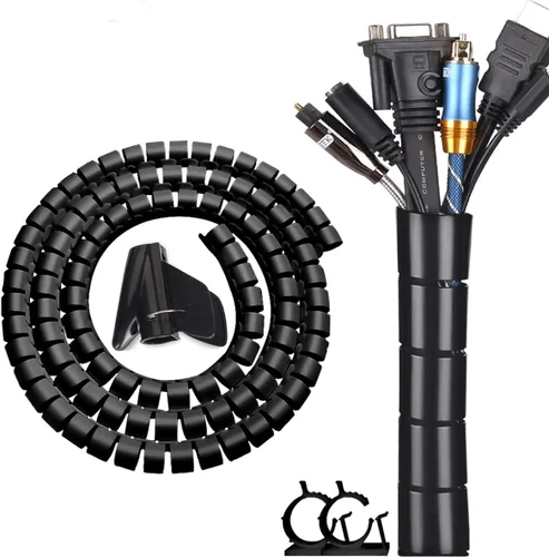 Miniatura 10 de Funda de gestión de cables de 13 1/8 pies a 1/2 pulgadas, trenzada, color negro, a prueba de mascotas, tubo de telar de alambre trenzado