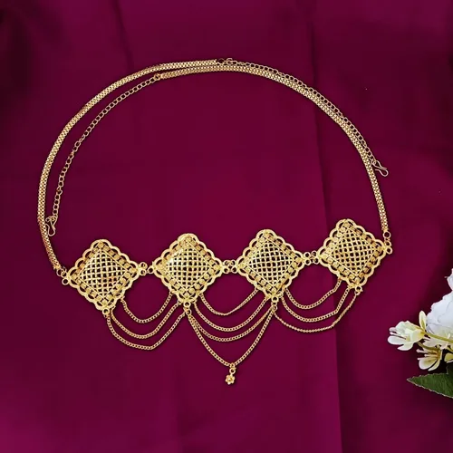 Miniatura 2 de Efulgenz Gold Tone Indian Jewelry for Women Dubai Style Kamarbandh Indian Gold Tone Big Flower Pendant Multilayer Chain with Leaf Kamarbandh Belly
