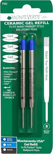 Miniatura 8 de Monteverde USA - Recargas de gel cerámico sin tapa para bolígrafos Parker, punta ancha, tinta negra, paquete de 2 – Solución de escritura confiable