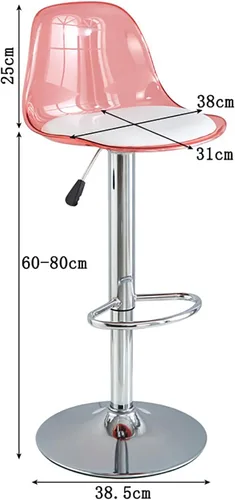 Miniatura 2 de NaKeah Taburetes de bar de acrílico con respaldo medio, taburetes de bar giratorios ajustables transparentes, sillas de bar de altura de mostrador