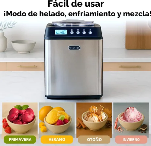 Miniatura 4 de Whynter máquina para hacer crema helada vertical 2.1 cuarto de galón con tazón de acero inoxidable