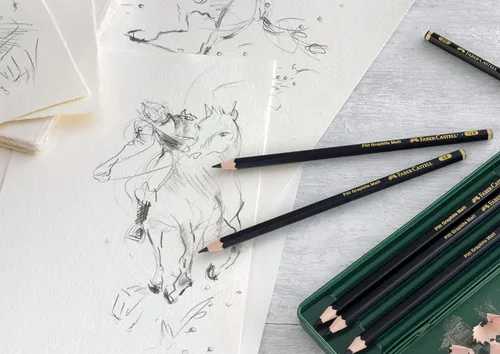 Miniatura 7 de Faber-Castell Pitt - Juego de lápices mate de grafito, lata de metal de 6 lápices de grafito, juego de lápices de dibujo y dibujo