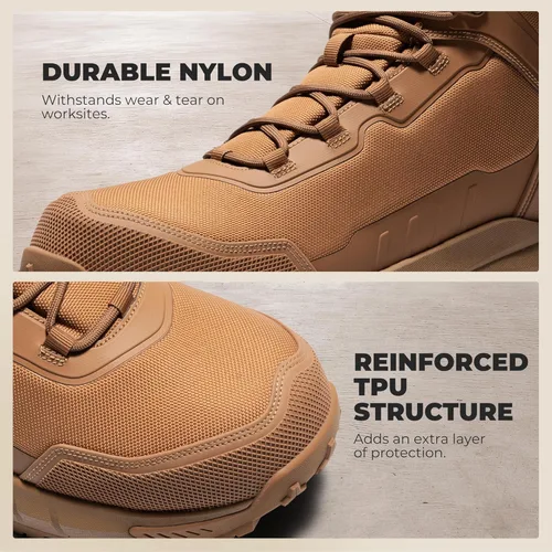 Miniatura 5 de NORTIV 8 Botas de punta compuesta para hombres ASTM F2413-24 Botas de trabajo de seguridad ligeras antifatiga antideslizantes con cremallera