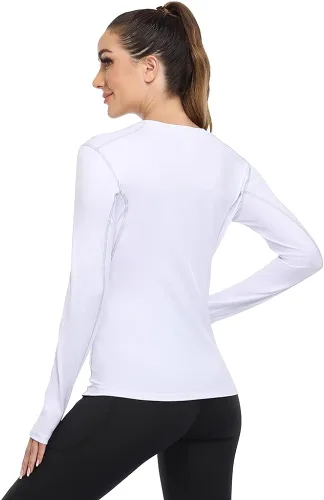 Miniatura 3 de WANAYOU Women's 2-3 Pack Compression Shirt Dry Fit Long Sleeve Running Athletic T-Shirt Workout Tops