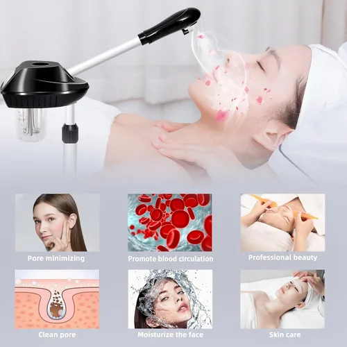 Miniatura 3 de Vaporizador Facial Profesional sobre Ruedas con Configuración de Tiempo, Vaporizador para Esteticistas con Más Vapor para Limpieza Profunda e