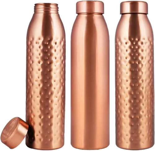 Miniatura 7 de NORMAN JR, 100% Pure Copper Water Bottle 1L - Gift Box of 6, Hammered, Ayurvedic Copper Bottle Gift Set for Women & Men. Best Present For Fathers &