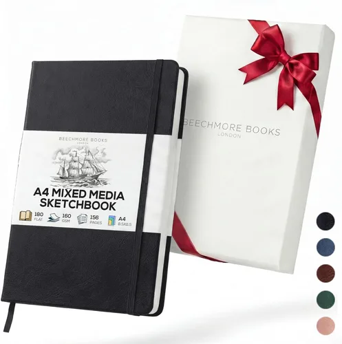 Miniatura 14 de BEECHMORE BOOKS Sketch Book, A4 8.5 x 11.5 inch Blank Sketchbook for Drawing, Paint and Draw, 156 Pages Thick Paper 160gsm, Hardcover Leather Art