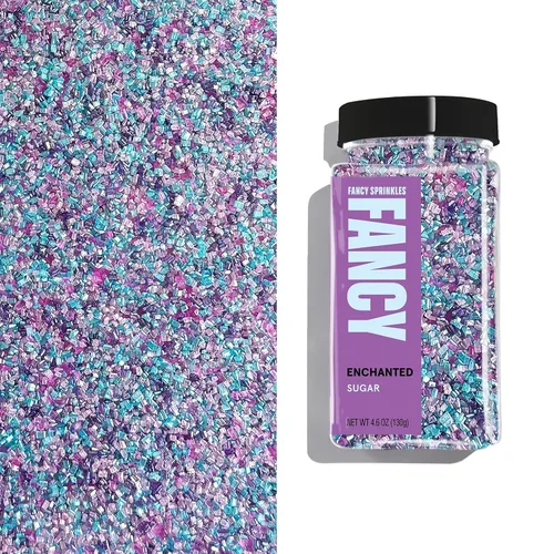 Fancy Sprinkles Enchanted Fancy Sugar - Cristales de azúcar perlados de color azul pastel, rosa, morado y lavanda, 1 paquete (4.6 onzas)