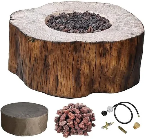 Miniatura 27 de Elementi+ Mesa de Fuego de Gas Colorado de Hormigón Fundido de 56" Rectangular, Hoguera al Aire Libre con Ignición Electrónica Incluye Cubierta