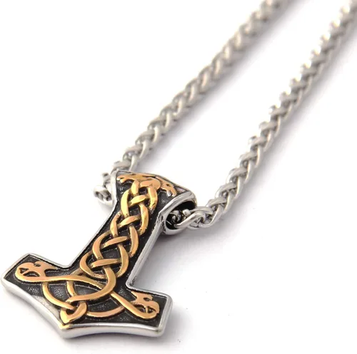 Miniatura 2 de Gungneer Mjolnir Thor Hammer Pendant Necklace Stainless Steel Viking Accessories Norse Pendant Viking Jewelry for Men adjustable length cord