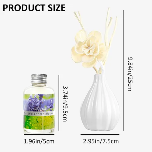 Miniatura 7 de Juego de difusor de junco, fragancia para el hogar y difusor decorativo, juego de aceite de aromaterapia con flores secas, varillas difusoras