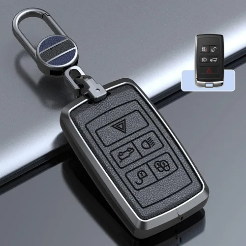 Miniatura 3 de SANRILY Funda de llavero negra sin llave para Land Range Rover Discovery Rover Sport 2018 2019 y Jaguar XF 2021 de cuero con llavero