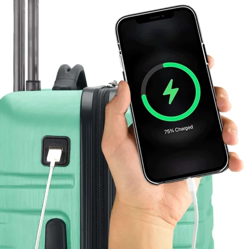 Miniatura 7 de U.S. Traveler Boren - Maleta de viaje de policarbonato resistente con 8 ruedas giratorias, asa de aluminio