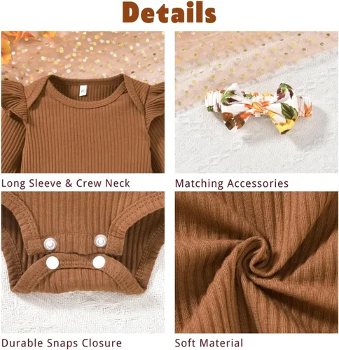 Miniatura 46 de Aalizzwell Conjunto de mameluco acanalado para bebé recién nacido prematuro para otoño e invierno