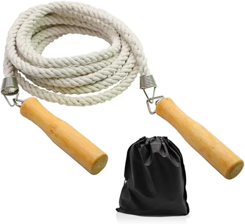 ACEONE - Cuerda de saltar larga, cuerda de saltar multijugador con mango de madera para niños y adultos, cuerda de salto para grupo de equipo para