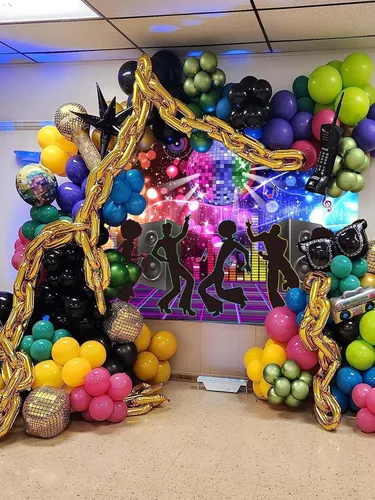 Miniatura 3 de Avezano Fondo retro de fiesta de discoteca con temática de los años 70, decoraciones de fondo de fiesta de boogie de los años 70, telón de fondo