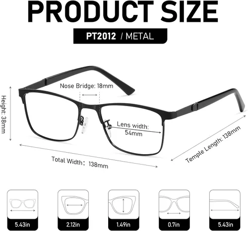 Miniatura 4 de Gafas de conducción con bloqueo de luz azul y visión nocturna para hombre, lentes fotocromáticas de metal, lentes para juegos de computadora PT2012