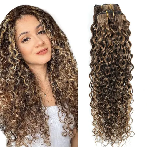 Miniatura 14 de Extensiones de cabello rizado con clip para mujeres afroamericanas, Urbeauty, Extensiones de cabello rizado con clip para cabello humano para chicas