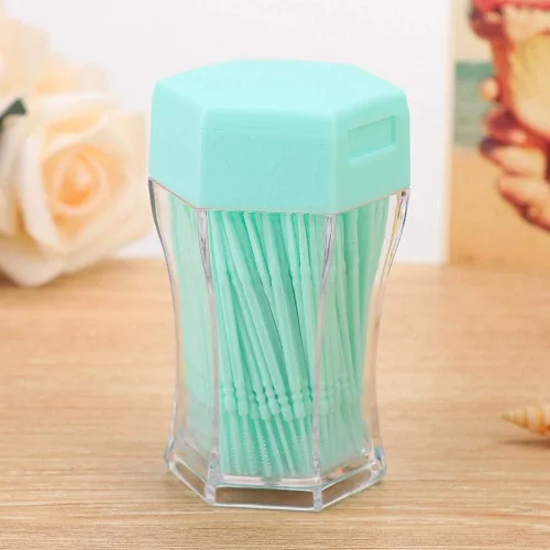 Miniatura 7 de 200Pcs Double Head Plastic Toothpick, Soft Tooth Floss Picks Interdental Brush Flosser Sticks Oral Brush Cleaning Tool (Green)