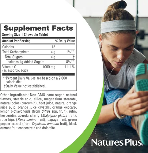 Miniatura 5 de NaturesPlus Jugo de naranja - 60 tabletas masticables - 1000 mg de vitamina C - Suplemento de apoyo inmunológico de alta potencia, antioxidante